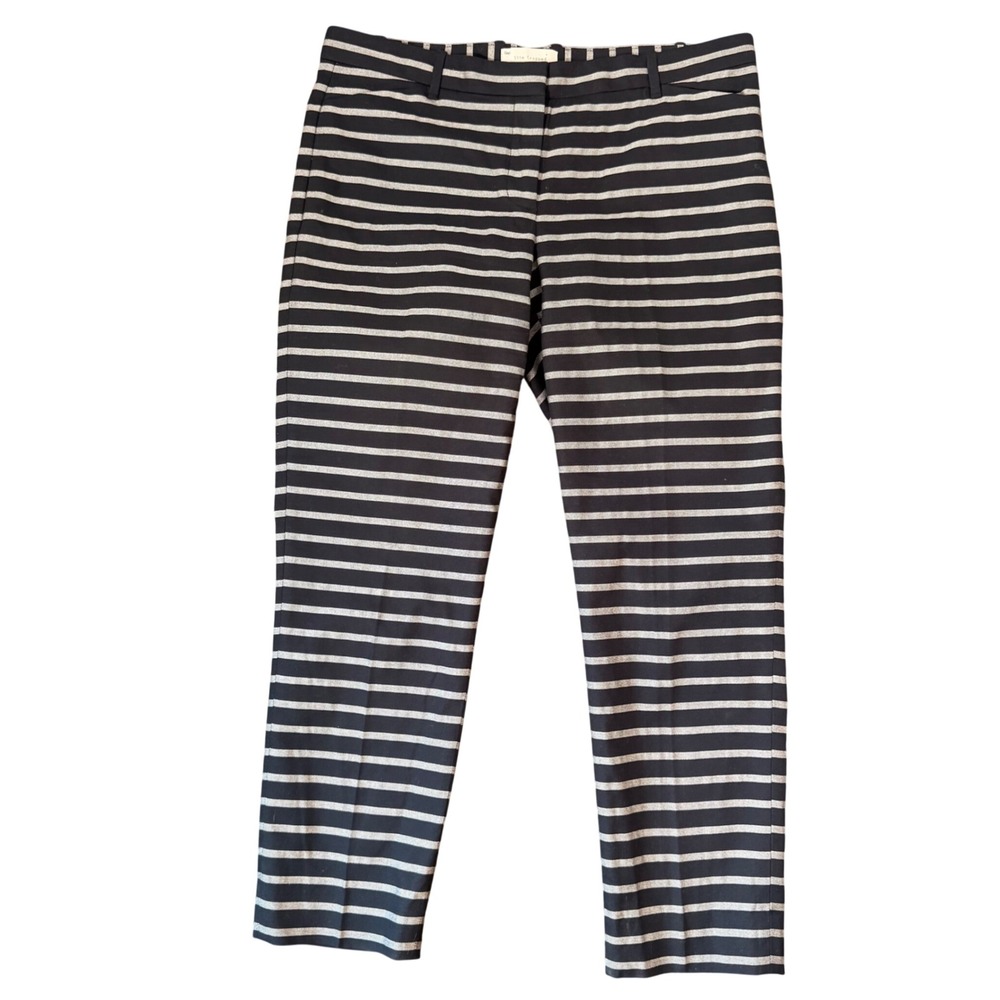 GAP‎ Ankle Navy White Nautical Coastal Slim Cropped Pant (8) Preppy Stripe Clean